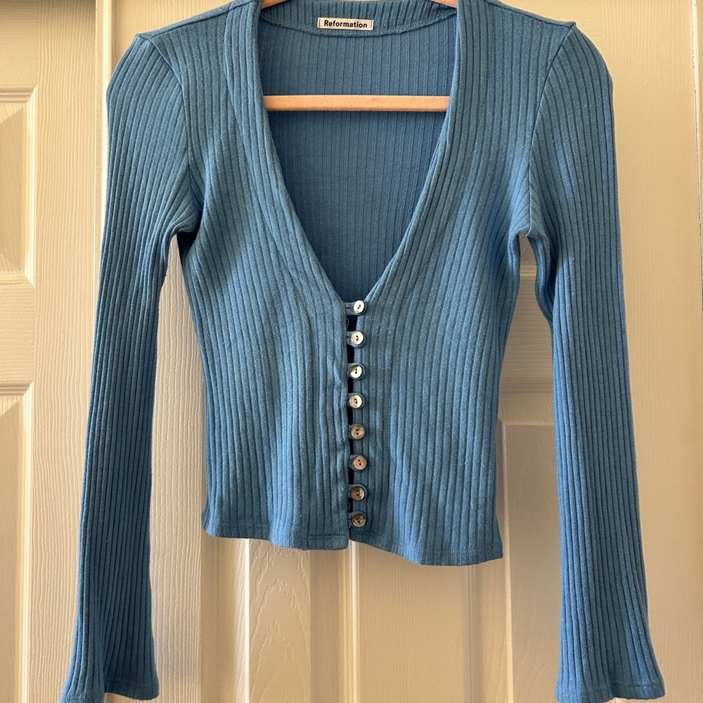 Reformation Gellar Top in Parisian Blue